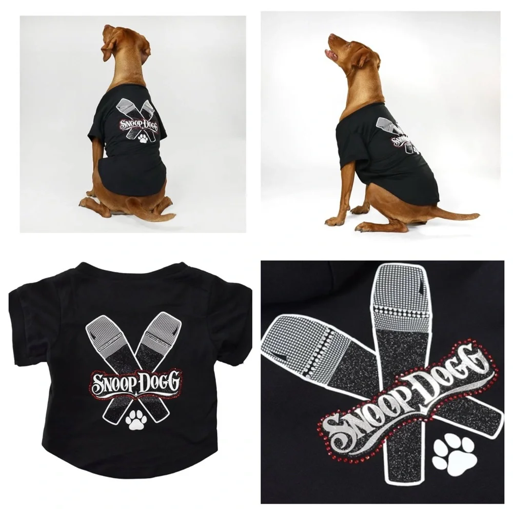 NEW Snoop Dogg Deluxe T-shirt size L, w/Mic Drop graphic w/glitter & rhinestones